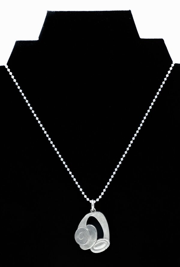 Cropped image of a silver necklace